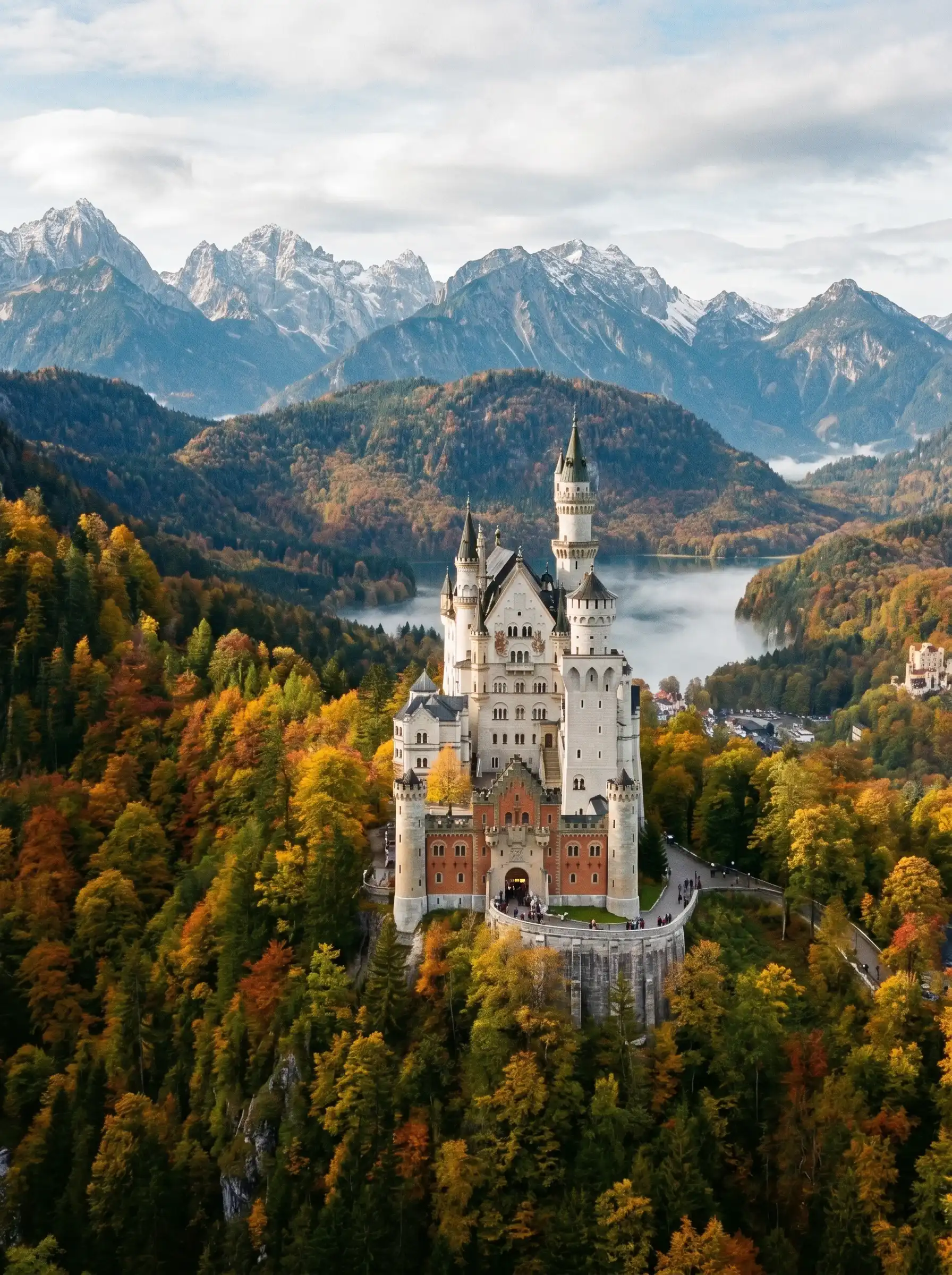 Alpine lake and castle scenery in Germany