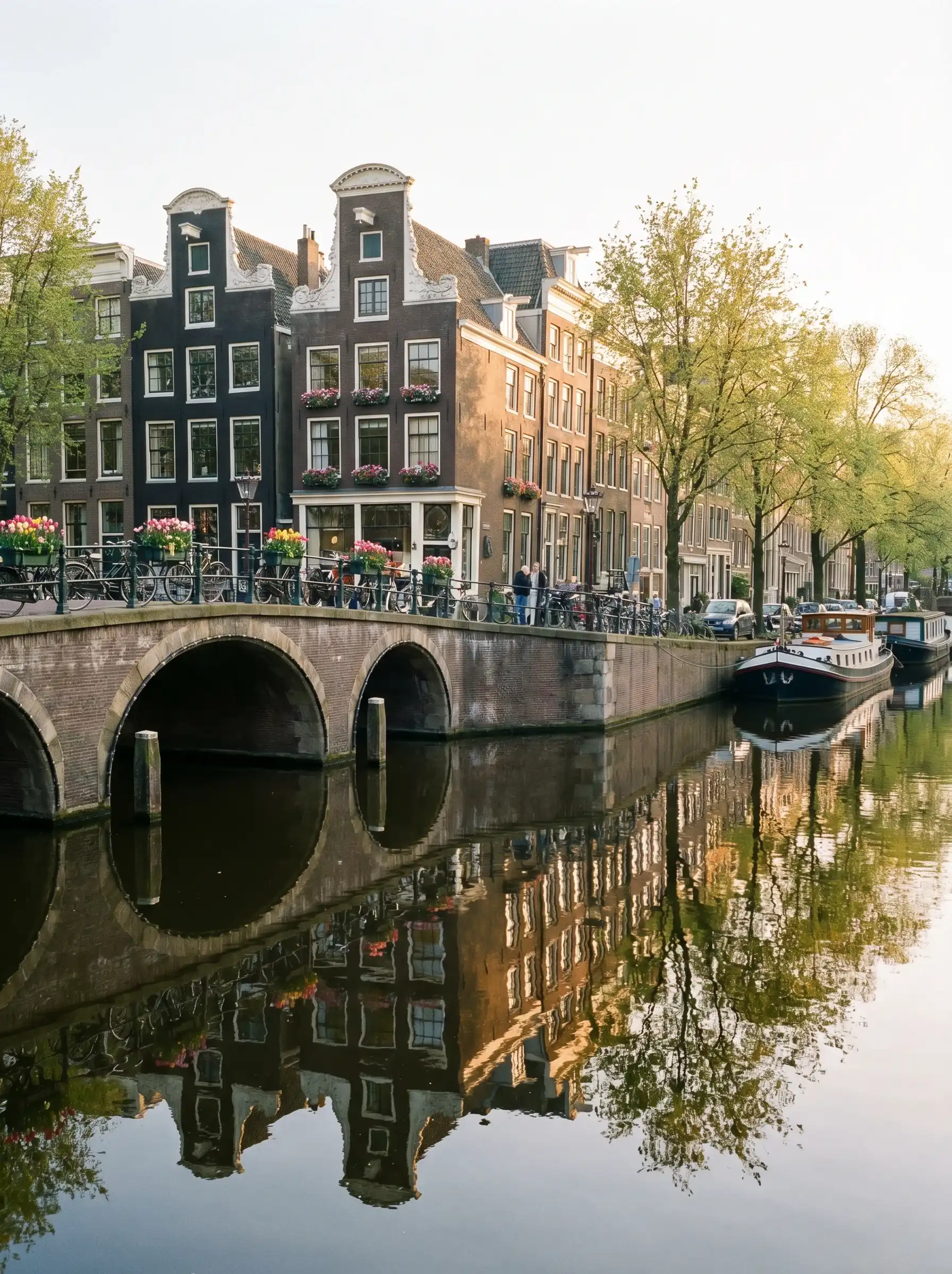 Amsterdam canal houses beside the water