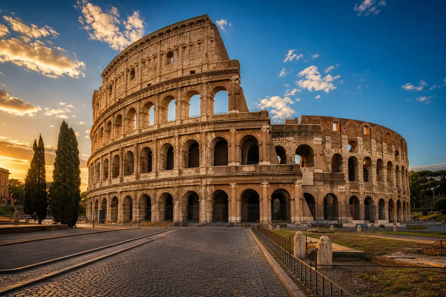 The Colosseum in Rome at golden hour
