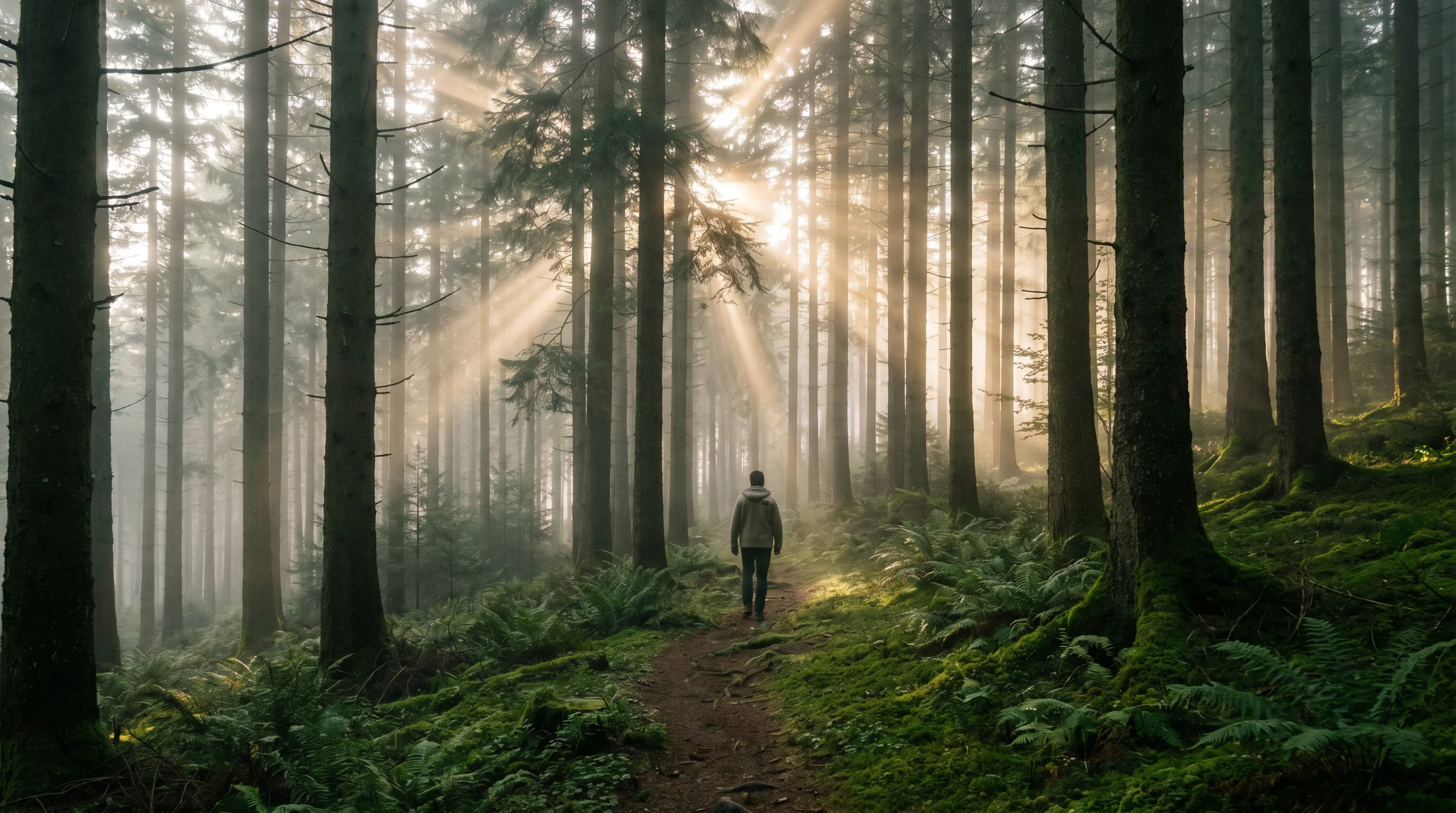 Dense pine forest and misty valleys in Germany's Black Forest